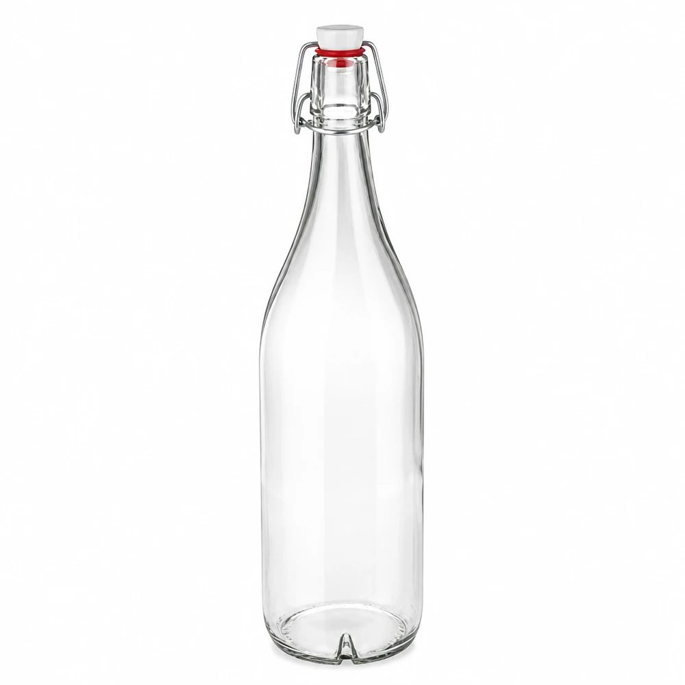 1000ml Glasflasche mit Bügelverschluss PVC UNiTWIST transparent leer Produktansicht Hauptbild