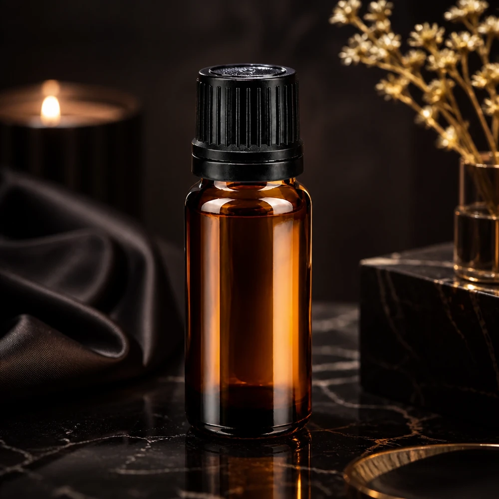 Apothekenflasche braun 10ml Tropfverschluss Giessring 1mm schwarz Originalitätsverschluss Lichtgeschützte 10ml Apotheker-Tropfflasche braun mit schwarzem Verschluss und goldenem Blumendeko