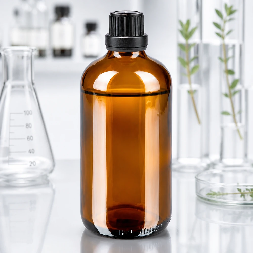 Braune 100ml Glasflasche mit kindersicherem OV-Verschluss für pharmazeutische und kosmetische Anwendungen
