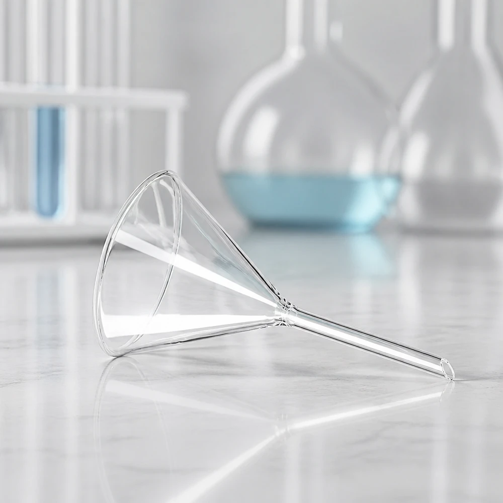 Trichter ø100mm Kalk-Soda, Winkel 60°, Kurzstil Vielseitiger 10cm Glastrichter für Filtration, Analyse und Synthesearbeiten in der Chemie