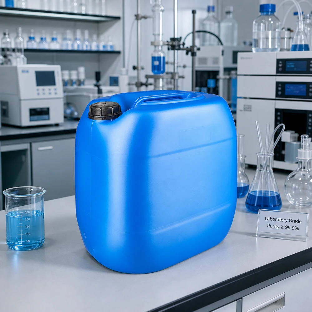 Kanister 30 Liter blau mit Schraubverschluss Originalitätsverschluss Kompakter blauer Kunststoffkanister 30 Liter mit sicherem Schraubverschluss für Laboranwendungen