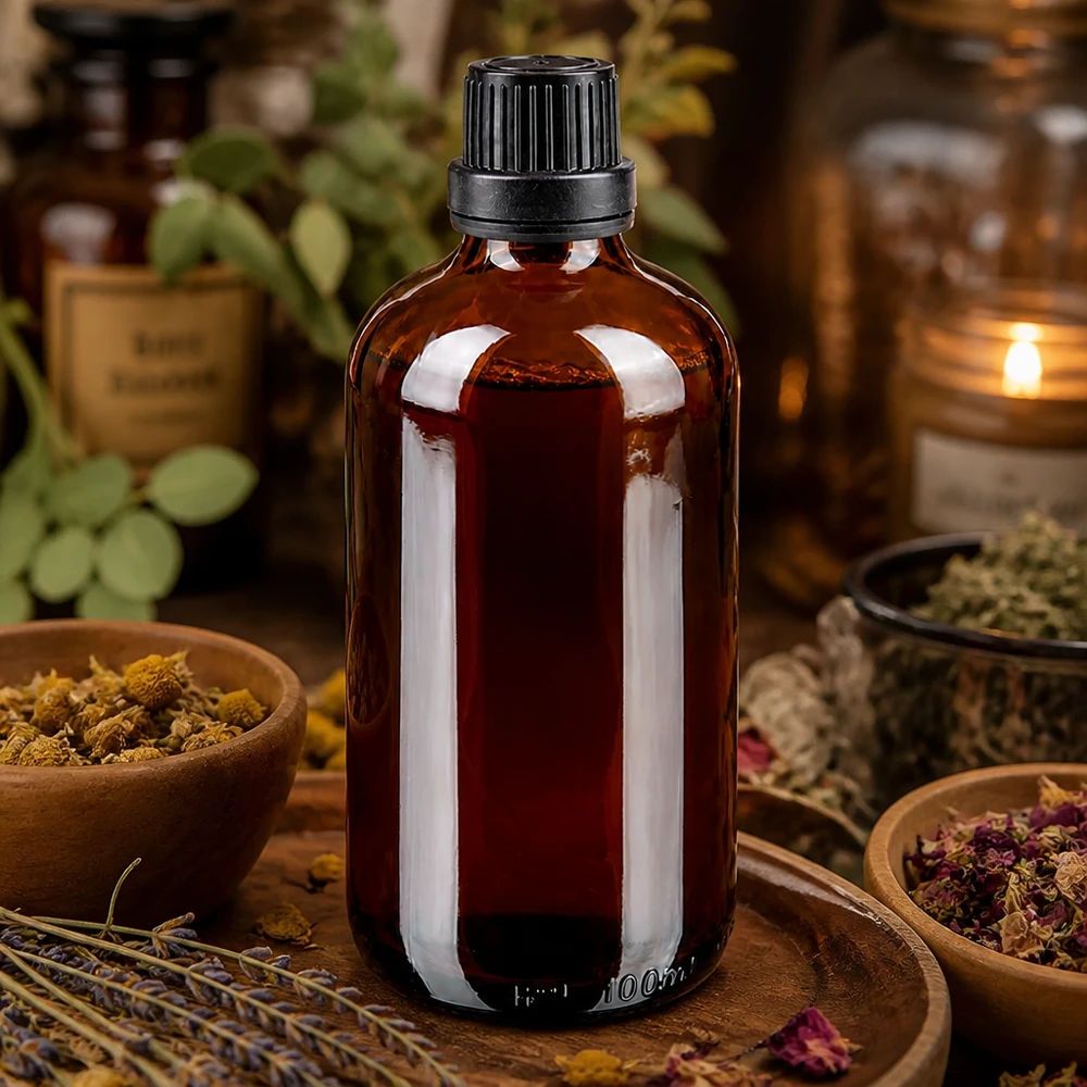 Apothekenflasche braun 100ml Tropfverschluss Premium 2mm schwarz Originalitätsverschluss Apothekerflasche 100ml Braunglas mit OV-Verschluss für Tinkturen Hydrolate und ätherische Öle