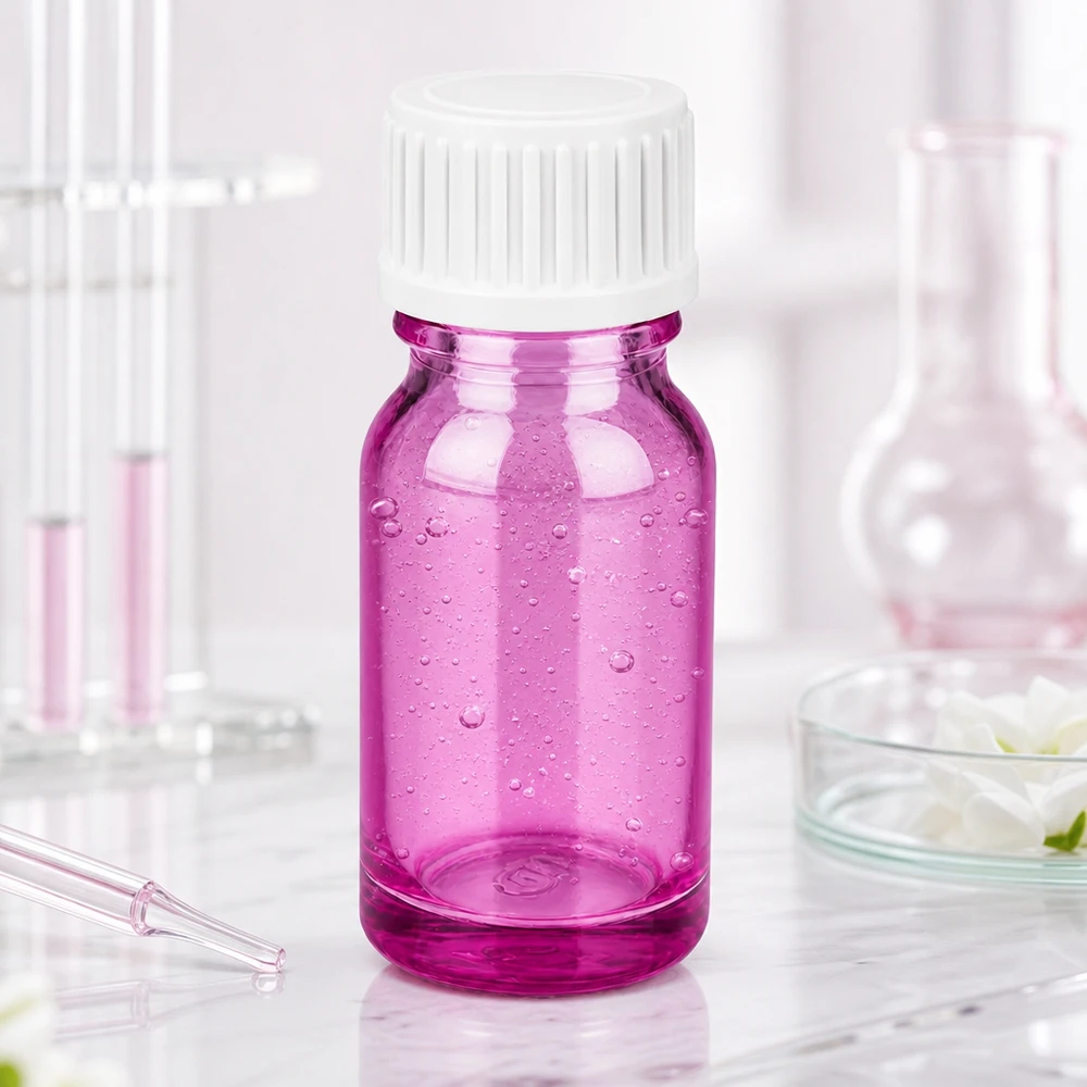 10ml (Globuli)Flasche.. 3mm Giessring weiß Standard PurpleLine. UT18/10 10ml Glasfläschchen in lila Tönung mit weißem Deckel für sichere Aufbewahrung von Proben