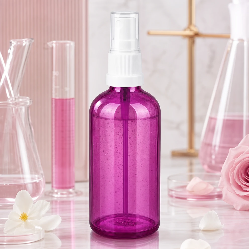 100ml Sprayflasche weiss/transparent Standard PurpleLine UT18/100 Vielseitige Sprühflasche 100ml für Gesichtswasser Parfum und Beauty Produkte lila