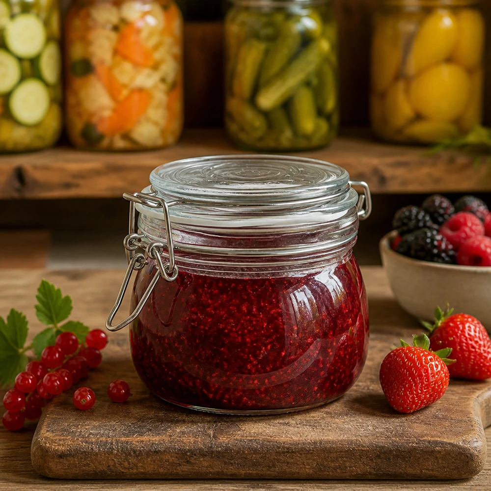 500ml Vorratsglas mit Silikonring und Bügelverschluss UNiTWIST Vielseitiges 500ml Vorratsglas mit Bügelverschluss für Marmelade Pesto Saucen und Dips