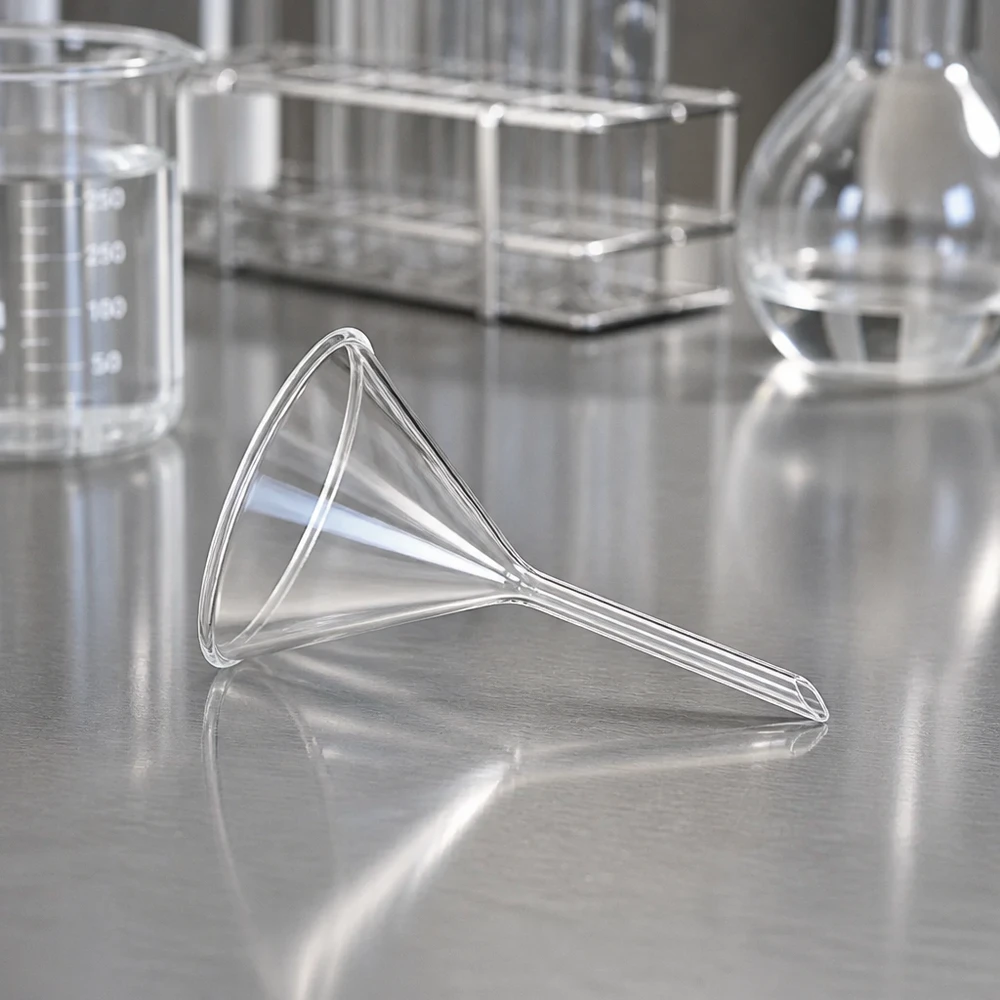 Trichter ø55mm Kalk-Soda, Winkel 60°, Kurzstil Ergonomischer Glastrichter mit breiter Öffnung und kompaktem Design für einfache Handhabung