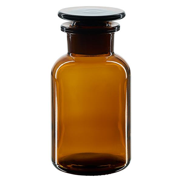 Rundschulterfl. 250ml braun Weithals Glasstopfen