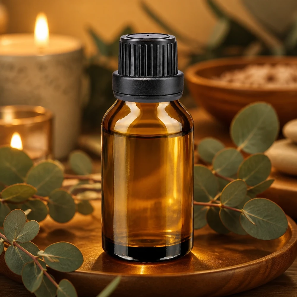 Kompakte Braunglasflasche 15ml Schraubverschluss schwarz mit Dichtung für Naturprodukte