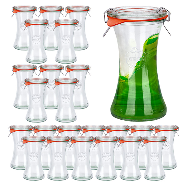 24er Set Weck Gläser 200ml Delikatessenglas mit 24 Glasdecke