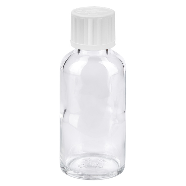 30ml Flasche 11mm Schraubverschluss weiß Standard Kindersicherung ClearLine UT18/30