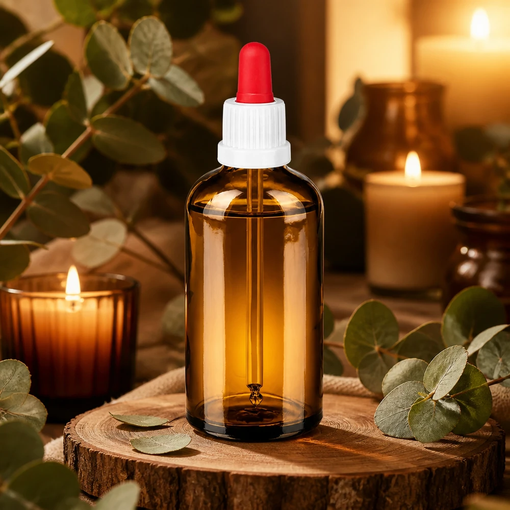 Kompakte Dosierungsflasche 100ml aus UV-Schutzglas für professionelle Anwendung