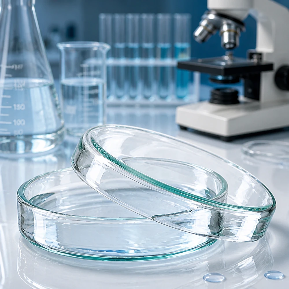 Klassische Laborpetrischale aus klarem Glas 60x15 mm wiederverwendbar und autoklavierbar