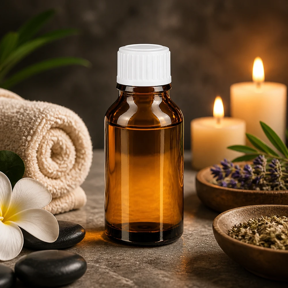 Kompakte Apothekerflasche 15ml UV-Schutz Braunglas mit weißem Tropfer für ätherische Öle