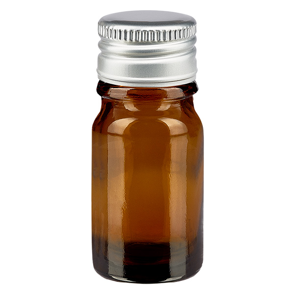 5ml Flasche 11mm Schraubverschluss Alu-Silber Standard BrownL. UT18/5