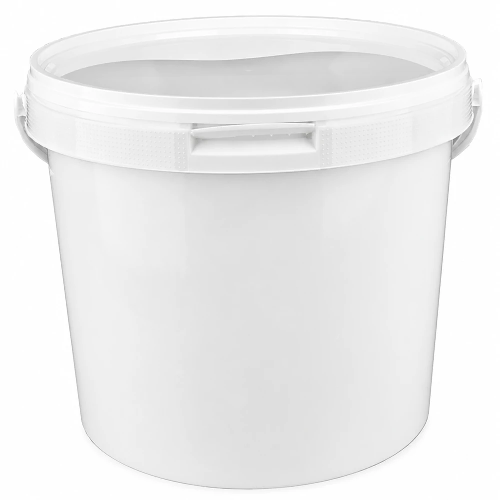 Lebensmittelechter PP-Eimer 5,6L in Weiß mit Sicherheitsdeckel und Henkel