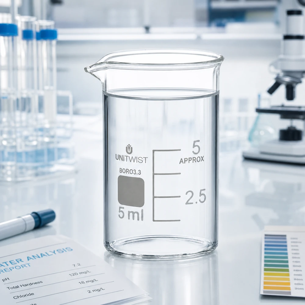 Becherglas 5ml Borosilikat, niedrige Form UNiTWIST UNiTWIST Mini-Becherglas 5ml niedrige Form aus Borosilikat 3.3 für chemische Laboranalysen