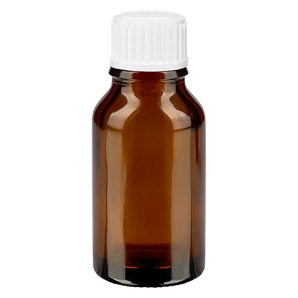 Apothekenflasche braun 15ml Schraubverschluss weiß Globuli Standard Apothekenflasche braun 15ml Schraubverschluss weiß Globuli Standard