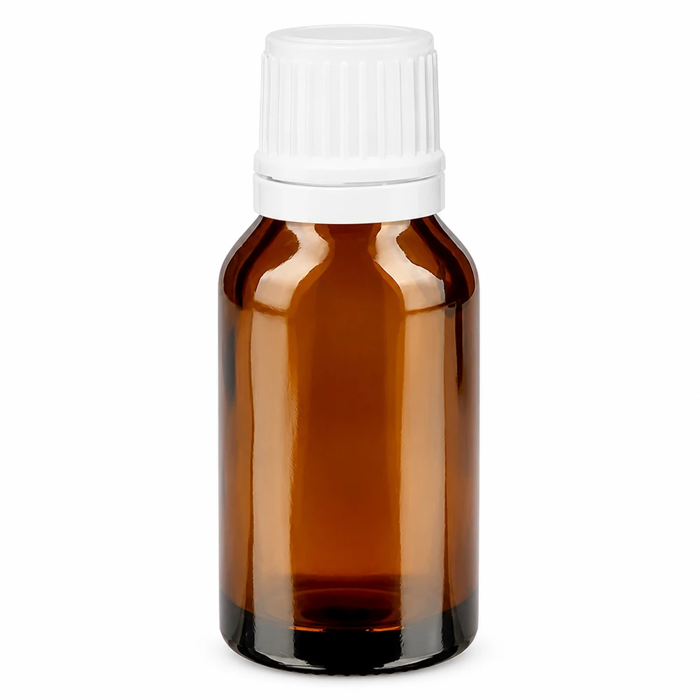 Apothekenflasche braun 15ml Tropfverschluss 1.2mm weiß Originalitätsverschluss Braunglas Apothekenflasche 15ml Tropfverschluss weiß für ätherische Öle und Medikamente