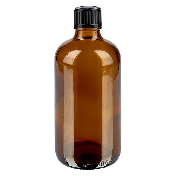 Apothekenflasche braun 100ml Schraubverschluss schwarz Standard