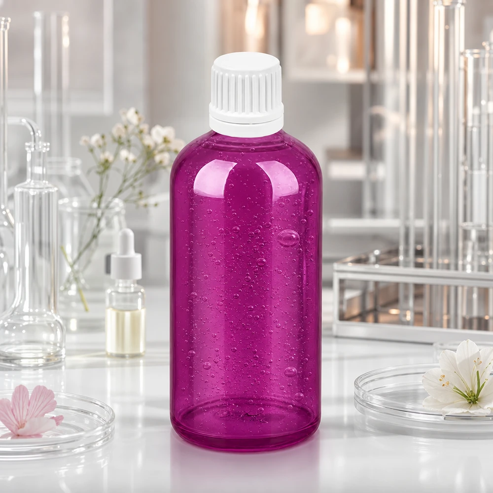Robuste Kunststoff-Tropfflasche 100ml violett mit auslaufsicherem Verschluss für den täglichen Gebrauch