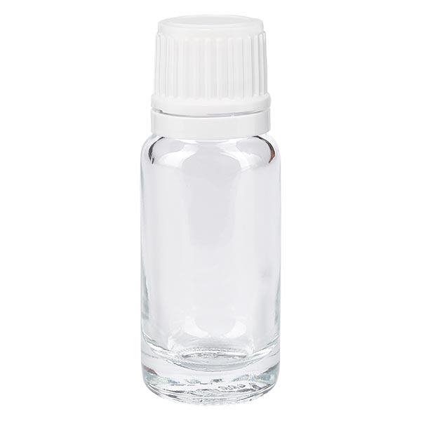 Apothekenflasche klar 10ml Tropfverschluss 1.2mm weiß Originalitätsverschluss Apothekenflasche klar 10ml Tropfverschluss 1.2mm weiß Originalitätsverschluss