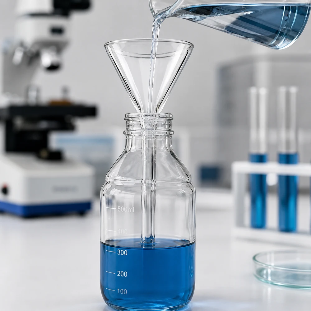 Trichter ø30mm Kalk-Soda, Winkel 60°, Kurzstil Hochpräziser 30mm Trichter aus chemikalienresistentem Kalk-Soda-Glas für analytische Laborarbeiten
