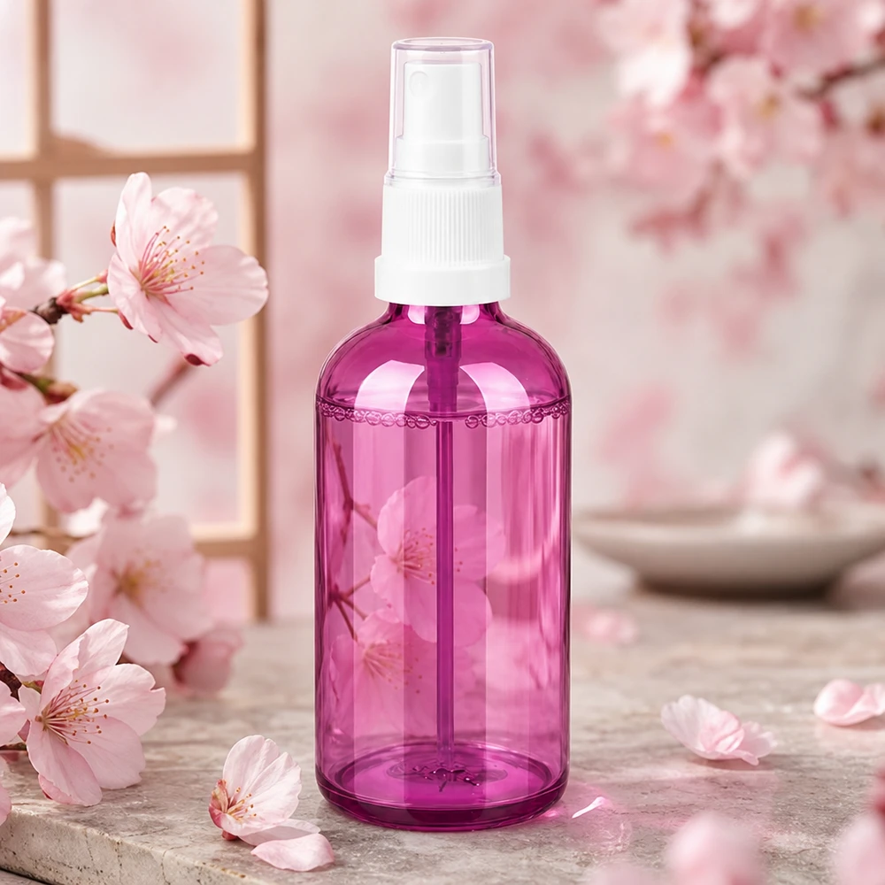 100ml Sprayflasche weiss/transparent Standard PurpleLine UT18/100 Durchsichtige 100ml Pumpflasche in Violett mit präzisem Sprühsystem für Aromatherapie
