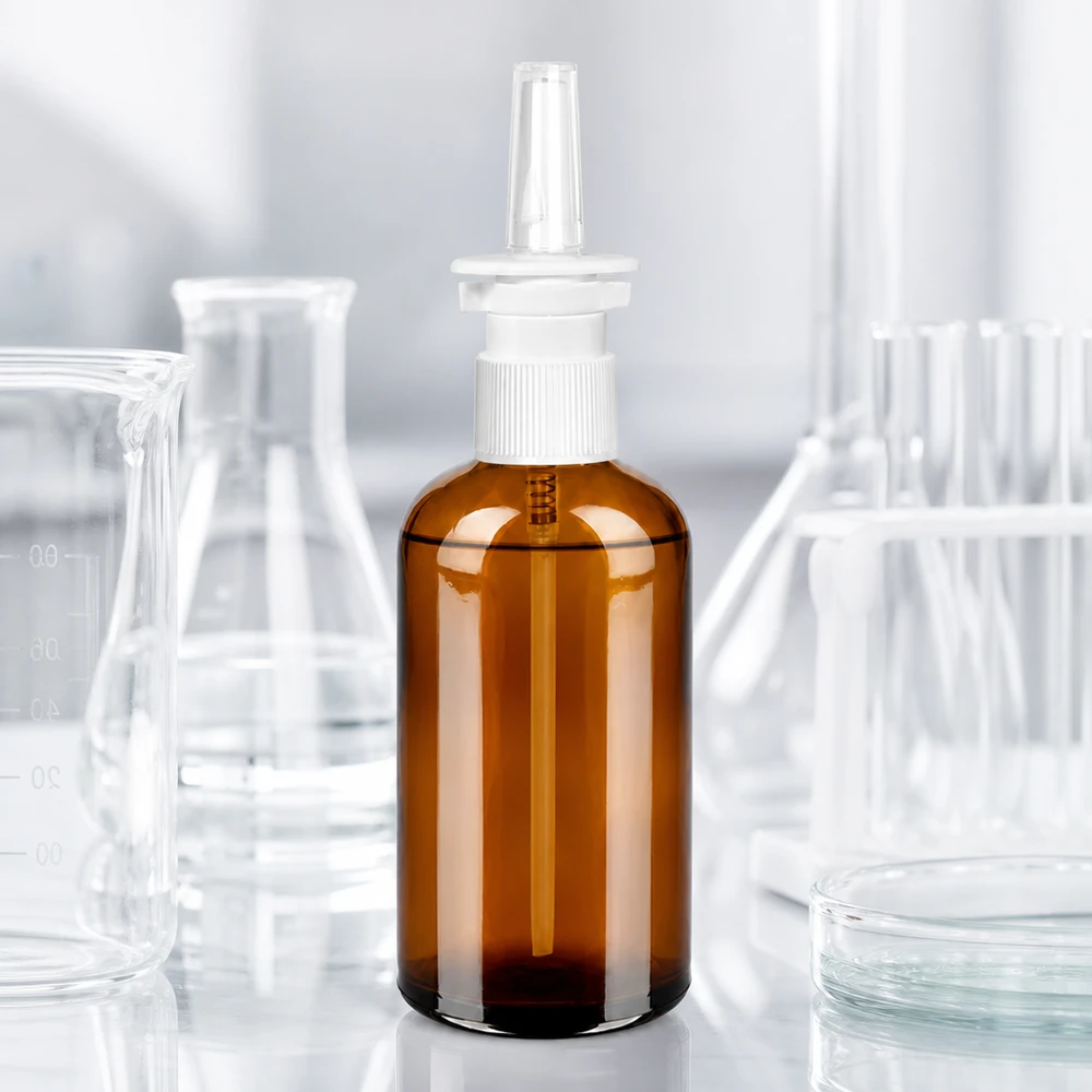 100ml Nasensprayflasche weiß/transparent Standard BrownLine UT18/100 Handliche 100ml Sprühflasche in Braun mit rutschfestem Design für einfache Handhabung