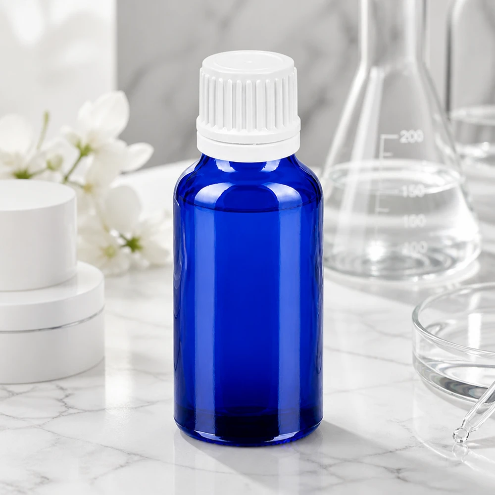 20ml Flasche 11mm Schraubverschluss weiß Originalitätsverschluss BlueLine UT18/20 Pharma-Standard 20ml Flasche mit 11mm Öffnung für sterile Lösungen und Tinkturen