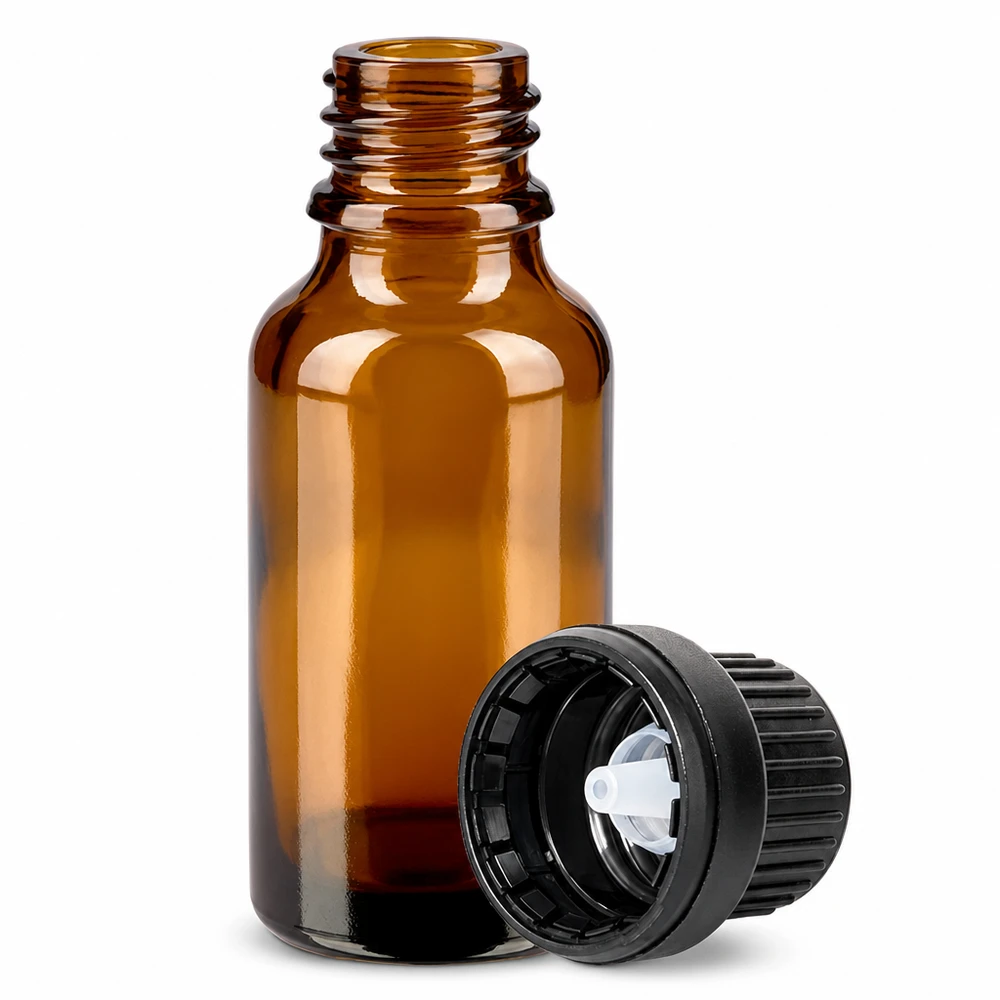 20ml Tropfflasche 2mm schwarz Originalitätsverschluss BrownLine UT18/20 Professionelle 20ml Tropfflasche aus braunem Glas mit kindersicherem Verschluss