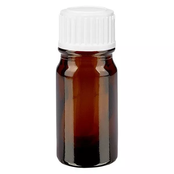 Apothekenflasche braun 5ml Schraubverschluss weißchwarz Globuli Standard