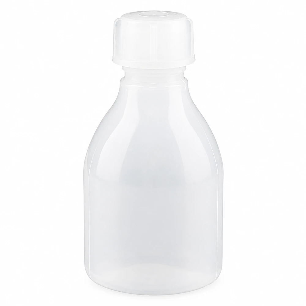 30ml Schraubflasche, Enghals Laborflasche 30ml Plastikflasche mit engem Flaschenhals und weißem Deckel für Laborproben