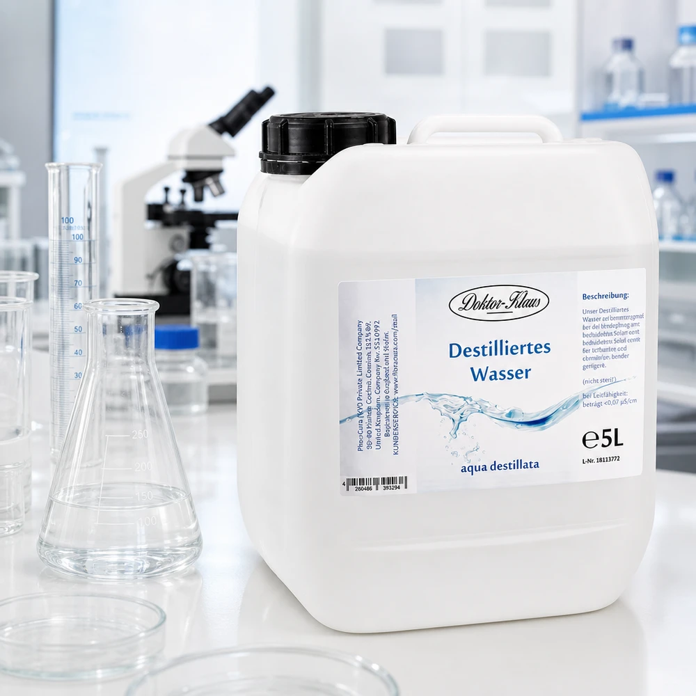 Destilliertes Wasser 5L Doktor-Klaus Doktor-Klaus aqua destillata 5 Liter in auslaufsicherem Kanister für Apotheken Praxen und Pflegeeinrichtungen