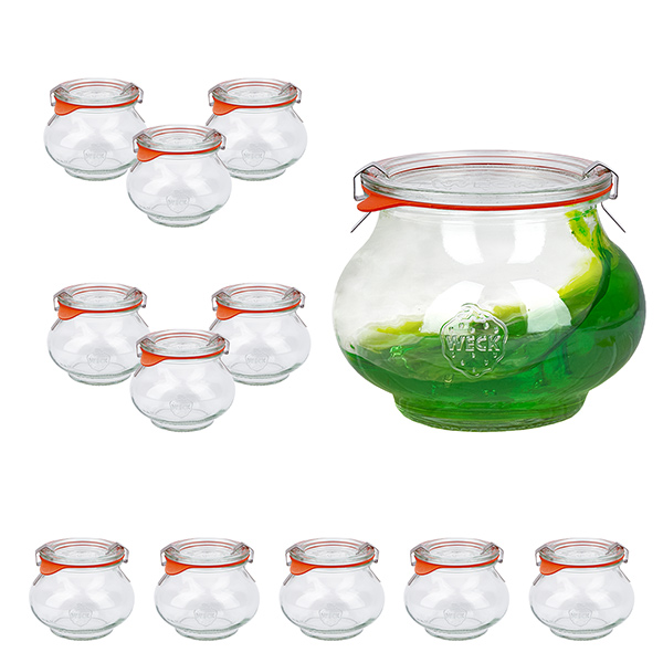 12er Set Weck Gläser 220ml Schmuckgläser, 1/4L Sturzgläser m