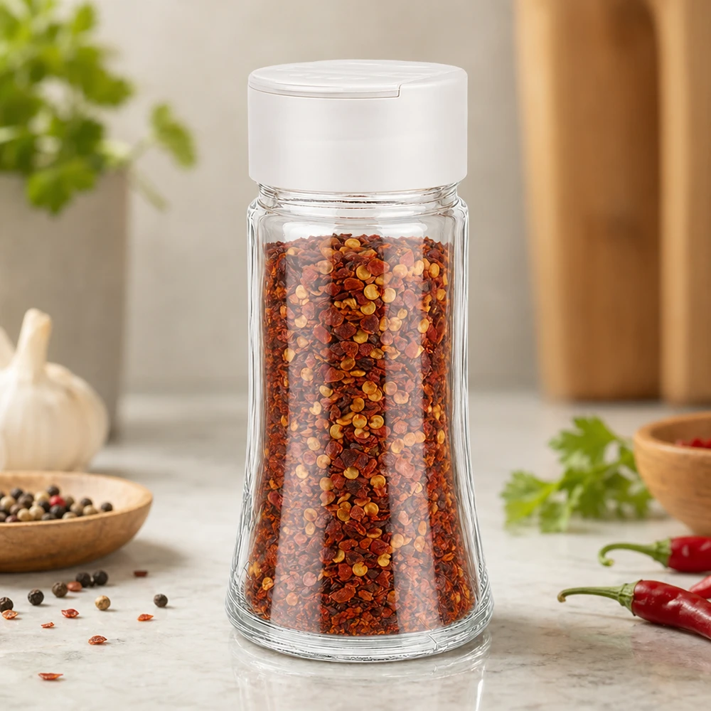 Salz-/Gewürzglas 95ml mit Doppelstreuer weiss Transparentes Salz- und Gewürzglas 95ml weißer Doppelstreuer für Küche und Tisch