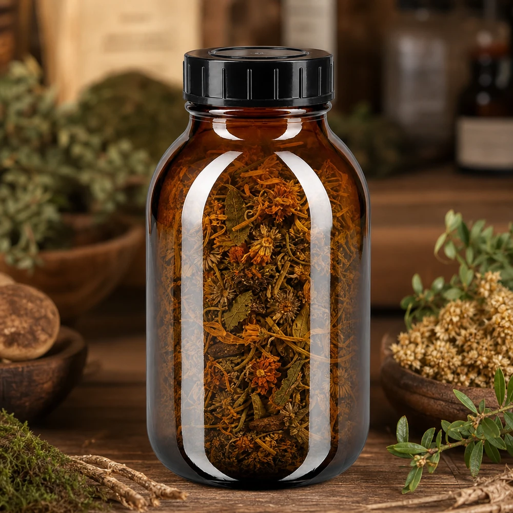 500ml Weithalsflasche Braunglas mit Schraubdeckel Vielseitige 500ml Braunglasflasche mit großer Öffnung optimal für Pulver und getrocknete Substanzen