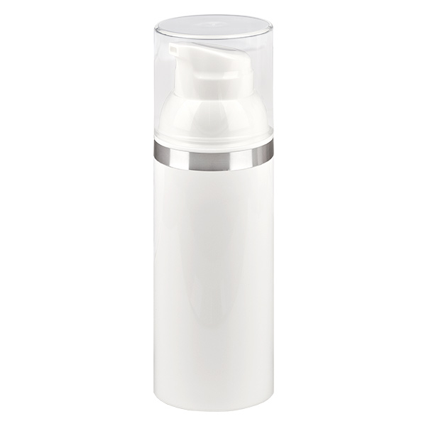 50ml Airless Dispenser weiß mit Silberprägung 50ml Airless Dispenser weiß mit Silberprägung