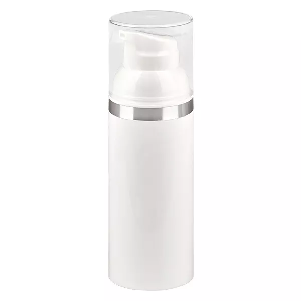 50ml Airless Dispenser weiß mit Silberprägung 50ml Airless Dispenser weiß mit Silberprägung