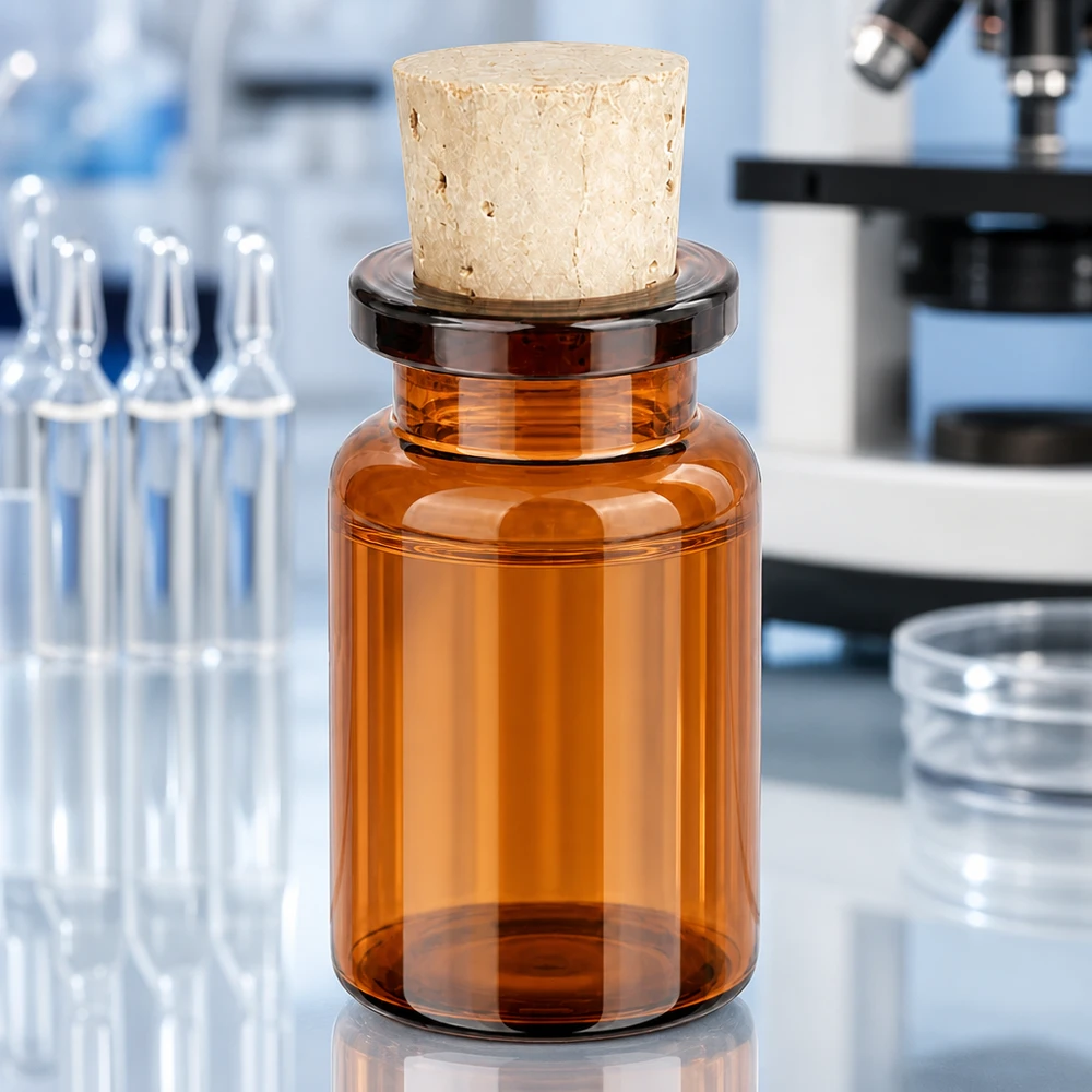 Flasche Braunglas 5ml mit Korken 11/14mm Robuste Braunglas Probenflasche 5ml mit Korkverschluss für pharmazeutische Anwendungen