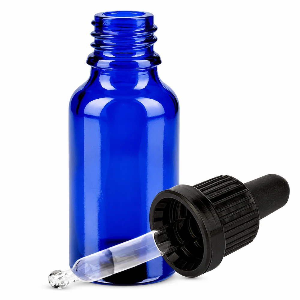 20ml Pipettenflasche schwarz Originalitätsverschluss BlueLine UT18/20 Praktische 20ml Pipettenflasche BlueLine mit UV-Schutz und tropfgenauer schwarzer Dosierkappe