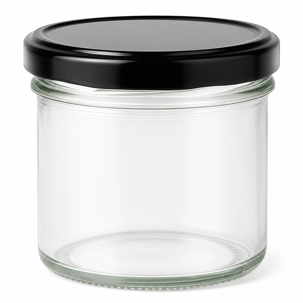 125ml Sturzglas mit BasicSeal Deckel schwarz UNiTWIST 125ml Sturzglas mit schwarzem BasicSeal Deckel leer transparent Einmachglas Marmeladenglas
