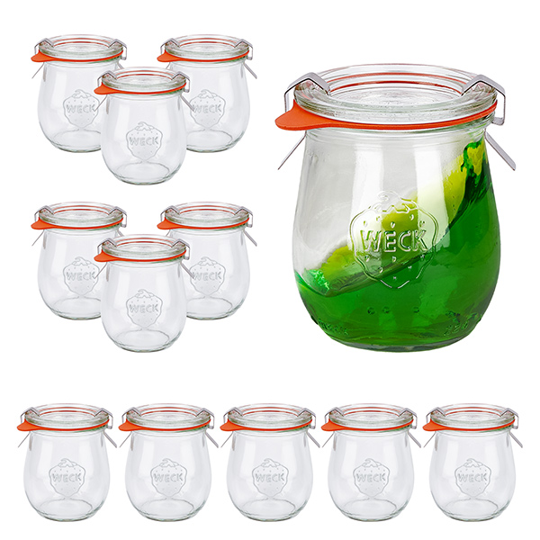 12er Set Weck Gläser 220 ml Tulpengläser mit 12 Glasdeckeln,
