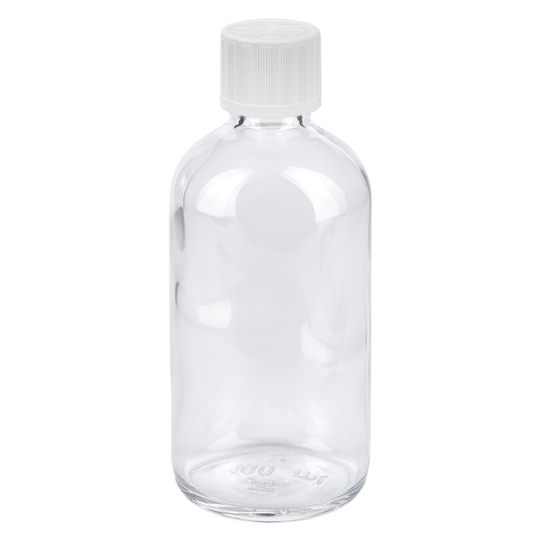 100ml Flasche 11mm Schraubverschluss weiß Standard Kindersicherung ClearLine UT18/100