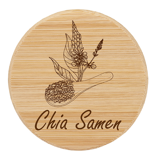 Holzdeckel "Chia Samen" für WECK RR100 Holzdeckel "Chia Samen" für WECK RR100