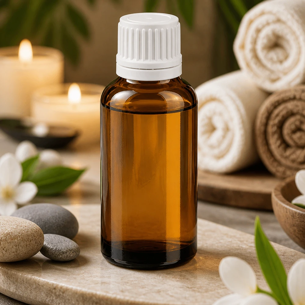 Robuste 30ml BrownLine Glasflasche mit weißem Kinderschutzverschluss für therapeutische Anwendungen