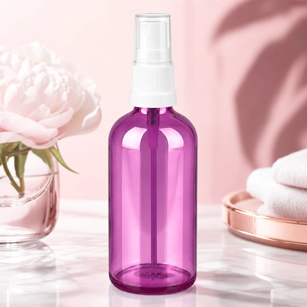 100ml Sprayflasche weiss/transparent Standard PurpleLine UT18/100 Professionelle 100ml Pumpflasche mit gleichmäßiger Sprühverteilung für Beauty Anwendungen