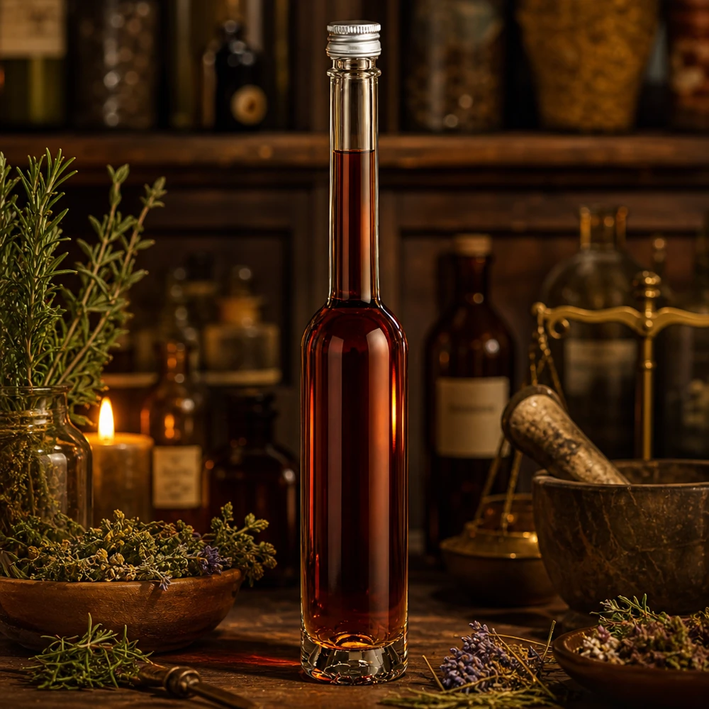 100ml Glasflasche "Toni" + Schraubverschluss silber UNiTWIS Elegante 100ml Glasflasche Toni für Essig und Balsamico - mit hochwertigem silber Schraubverschluss