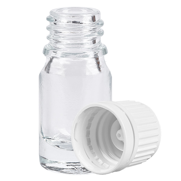 5ml Flasche 11mm Schraubverschluss weiß Originalitätsverschluss ClearLine UT18/5 5ml Flasche 11mm Schraubverschluss weiß Originalitätsverschluss ClearLine UT18/5