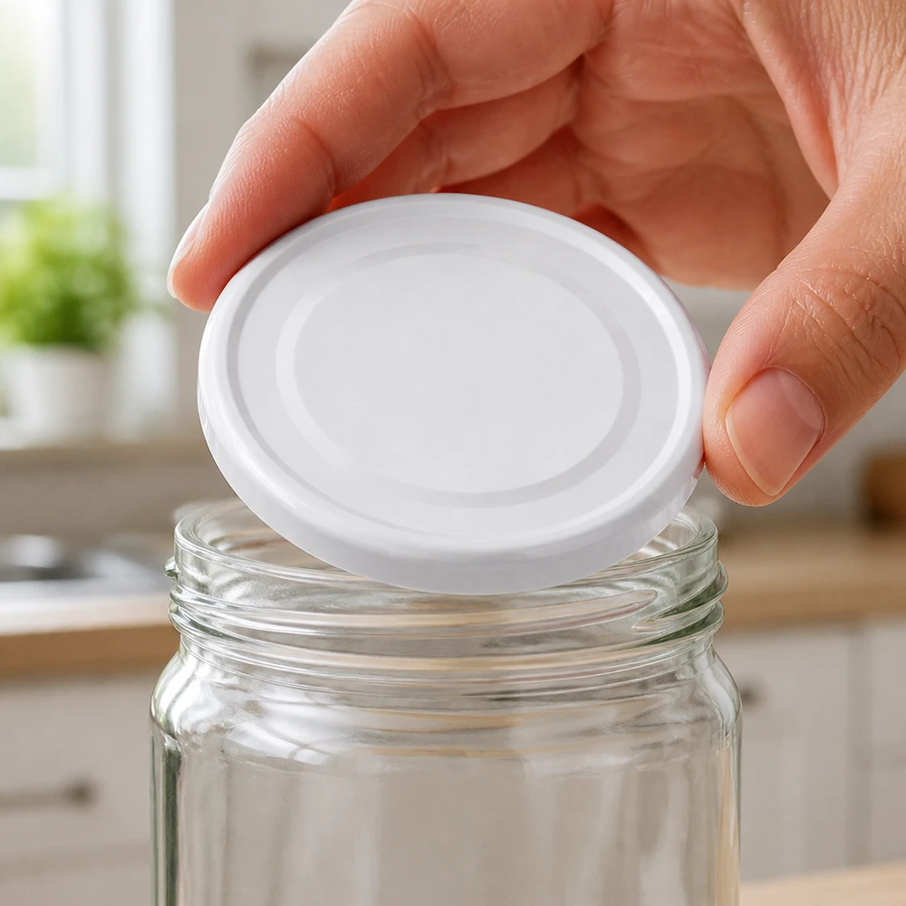 Kleiner 43mm Schraubverschluss BasicSeal UniTwist weiss für schmale Glasöffnung