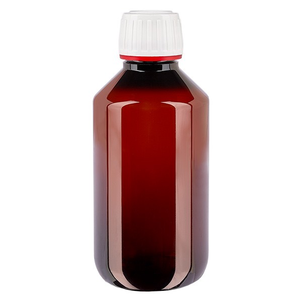 PET Flasche 200ml mit weiß/rotem Verschluss Originalitätsverschluss